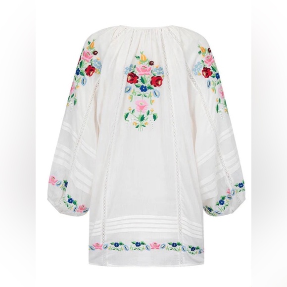 SPELL NWT RARE 💐 Florapaloosa Embroidered Tunic Dress Wildflower Size SM 🌼 White - Picture 9 of 15